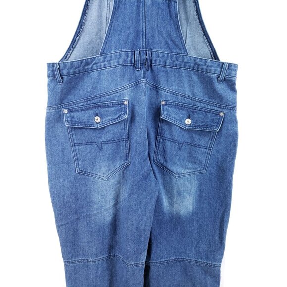 Womens Blue Denim Overalls 44x32 Adjustable Straps Straight Leg - Picture 3 of 10